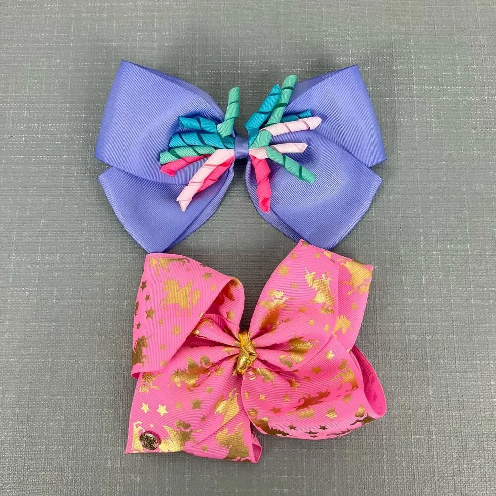 JoJo Unicorn Hair Bow Bundle Pink Purple
